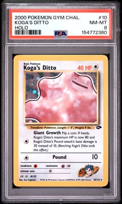 2000 Pokemon Gym Challenge Koga's Ditto Holo #10 PSA 8