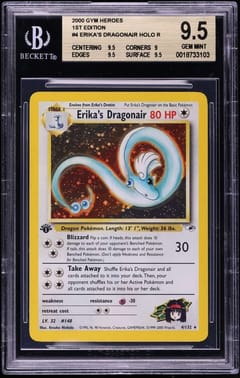 2000 Pokemon Gym Heroes 1st Edition Erika's Dragonair HOLO R #4 BGS 9.5