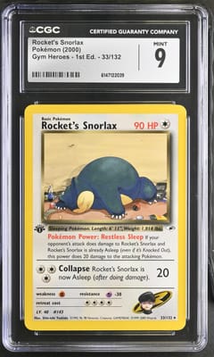 2000 Pokemon Gym Heroes - 1st Edition Rocket's Snorlax #33/132 CGC 9