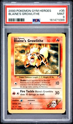 2000 Pokemon Gym Heroes Blaine's Growlithe #35 PSA 9