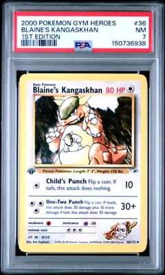 2000 Pokemon Gym Heroes Blaine's Kangaskhan 1st Edition #36 PSA 7