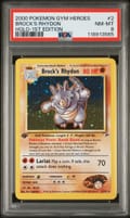 2000 Pokemon Gym Heroes Brock's Rhydon Holo-1st Edition #2 PSA 8