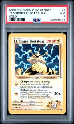 2000 Pokemon Gym Heroes Lt. Surge's Electabuzz Holo #6 PSA 7