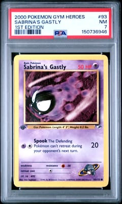 2000 Pokemon Gym Heroes Sabrina's Gastly 1st Edition #93 PSA 7