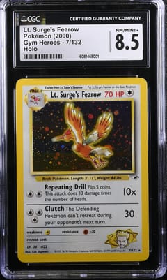 2000 Pokemon Gym Heroes - Unlimited Lt. Surge's Fearow Holo #7/132 CGC 8.5