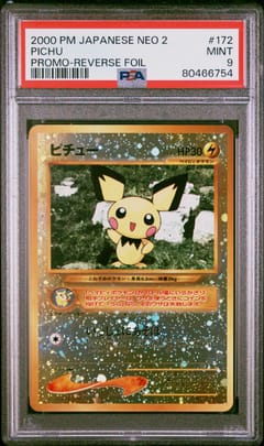 2000 Pokemon Japanese Neo 2 Promo Pichu Reverse Foil #172 PSA 9