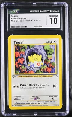 2000 Pokemon Neo Genesis - 1st Edition Togepi #51/111 CGC 10