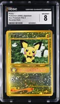 2000 Pokemon Neo Premium File 2 Japanese Pichu No Rarity Reverse Holo CGC 8
