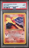 2000 Pokemon Promo Black Star Moltres Toshinao Aoki Error #21 PSA 9