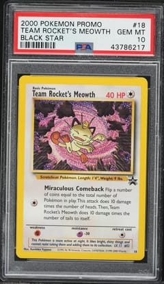 2000 Pokemon Promo Black Star Team Rocket's Meowth Pokemon League #18 PSA 10