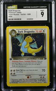 2000 Pokemon Team Rocket - 1st Edition Dark Dragonite Holo #5/82 CGC 9