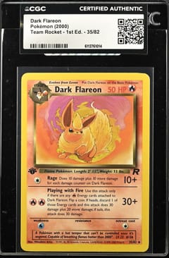 2000 Pokemon Team Rocket - 1st Edition Dark Flareon #35/82 CGC AUTH