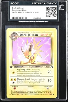 2000 Pokemon Team Rocket - 1st Edition Dark Jolteon #38/82 CGC AUTH