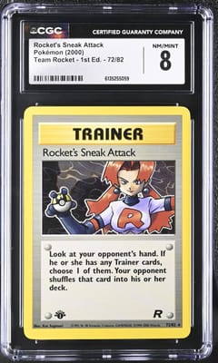 2000 Pokemon Team Rocket - 1st Edition Rocket's Sneak Attack #72/82 CGC 8