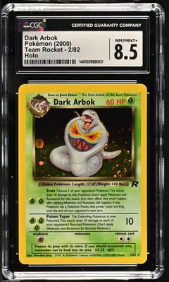 2000 Pokemon Team Rocket - Unlimited Dark Arbok Holo #2/82 CGC 8.5