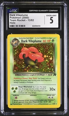 2000 Pokemon Team Rocket - Unlimited Dark Vileplume Holo #13/82 CGC 5