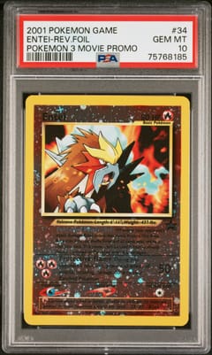 2001 Pokemon Game Movie Entei-Reverse Foil Pokemon 3 Movie Promo #34 PSA 10