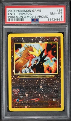 2001 Pokemon Game Movie Entei-Rev.foil Pokemon 3 Movie Promo #34 PSA 8