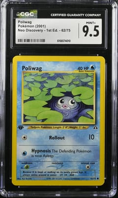 2001 Pokemon Neo Discovery - 1st Ed. Poliwag #62/75 CGC 9.5