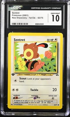 2001 Pokemon Neo Discovery - 1st Ed. Sentret #63/75 CGC 10