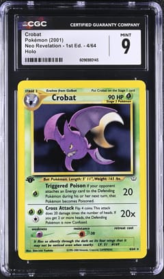 2001 Pokemon Neo Revelation - 1st Edition Crobat Holo #4/64 CGC 9