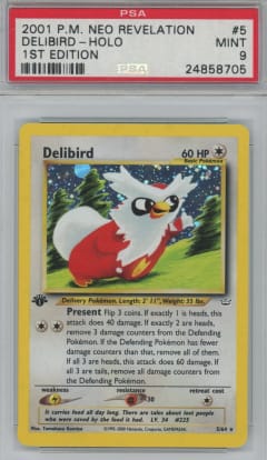 2001 Pokemon Neo Revelation Delibird-Holo 1st Edition #5 PSA 9