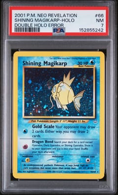 2001 Pokemon Neo Revelation Shining Magikarp-Holo Double Holo Error #66 PSA 7
