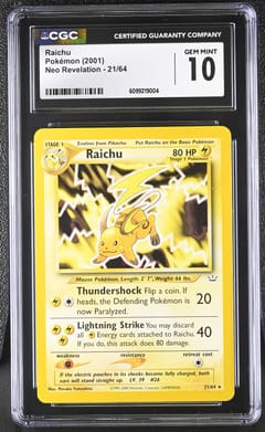 2001 Pokemon Neo Revelation - Unlimited Raichu #21/64 CGC 10