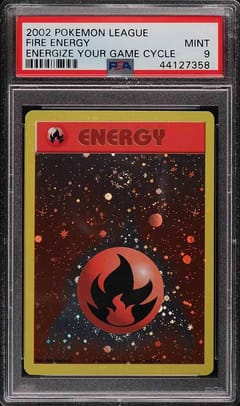 2002 Pokemon League Energize Your Game Cycle Fire Energy-Holo PSA 9