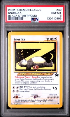 2002 Pokemon League Promo Black Star Snorlax #49 PSA 8