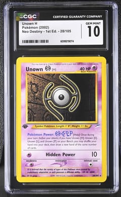 2002 Pokemon Neo Destiny - 1st Edition Unown H #28/105 CGC 10