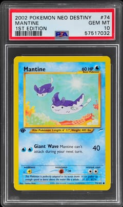 2002 Pokemon Neo Destiny Mantine 1st Edition #74 PSA 10