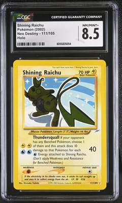 2002 Pokemon Neo Destiny Shining Raichu Holo #111/105 CGC 8.5