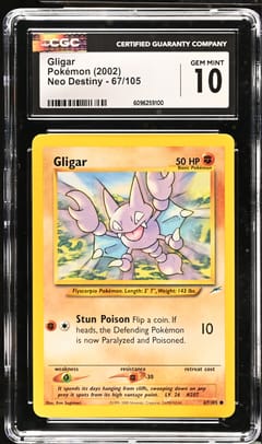 2002 Pokemon Neo Destiny - Unlimited Gligar #67/105 CGC 10