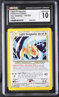 2002 Pokemon Neo Destiny - Unlimited Light Dragonite Holo #14/105 CGC 10