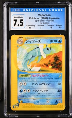 2002 Pokemon Split Earth Japanese Vaporeon 1st Edition #026/088 CGC 7.5