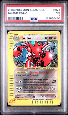 2003 Pokemon Aquapolis Scizor-Holo #H21 PSA 7