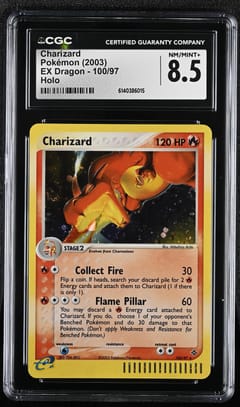 2003 Pokemon EX Dragon (2003 Copyright, w/ "e" Symbol) Charizard Holo #100/97 CGC 8.5