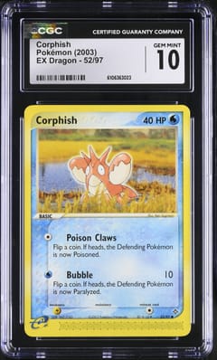 2003 Pokemon EX Dragon (2003 Copyright, w/ "e" Symbol) Corphish #52/97 CGC 10