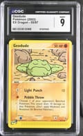 2003 Pokemon EX Dragon (2003 Copyright, w/ "e" Symbol) Geodude #55/97 CGC 9