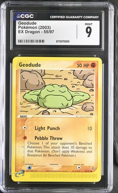 2003 Pokemon EX Dragon (2003 Copyright, w/ "e" Symbol) Geodude #55/97 CGC 9