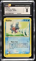 2003 Pokemon EX Dragon (2003 Copyright, w/ "e" Symbol) Mudkip #65/97 CGC 8