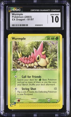 2003 Pokemon EX Dragon (2003 Copyright, w/ "e" Symbol) Wurmple #81/97 CGC 10
