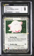 2003 Pokemon EX Ruby & Sapphire (2003 Copyright, w/ "e" Symbol) Chansey ex Holo #96/109 CGC 9