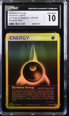 2003 Pokemon EX Ruby & Sapphire (2003 Copyright, w/ "e" Symbol) Darkness Energy Reverse Holo #93/109 CGC 10