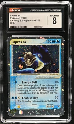 2003 Pokemon EX Ruby & Sapphire (2003 Copyright, w/ "e" Symbol) Lapras ex Holo #99/109 CGC 8