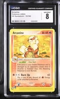 2003 Pokemon EX Sandstorm (2003 Copyright, w/ "e" Symbol) Arcanine #15/100 CGC 8