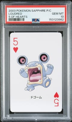 2003 Pokemon Sapphire Version Playing Cards Loudred 5 of Hearts PSA 10