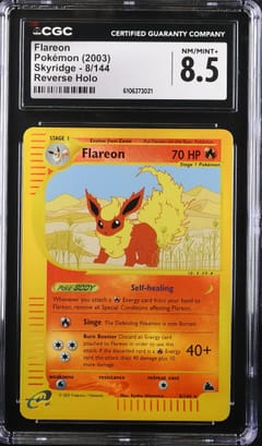 2003 Pokemon Skyridge Flareon Reverse Holo #8/144 CGC 8.5