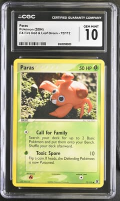 2004 Pokemon EX Fire Red & Leaf Green Paras #72/112 CGC 10